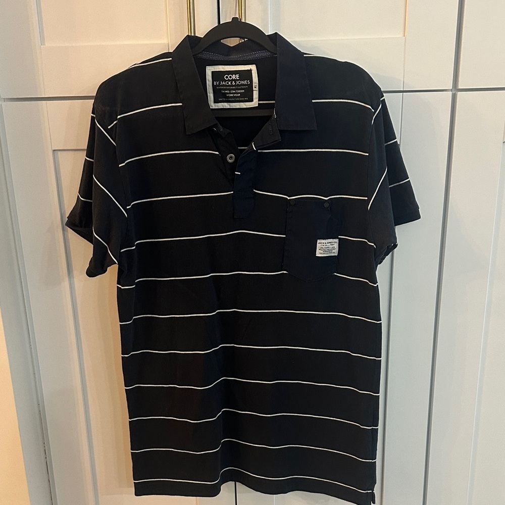 Jack & Jones Men's Navy Striped Polo